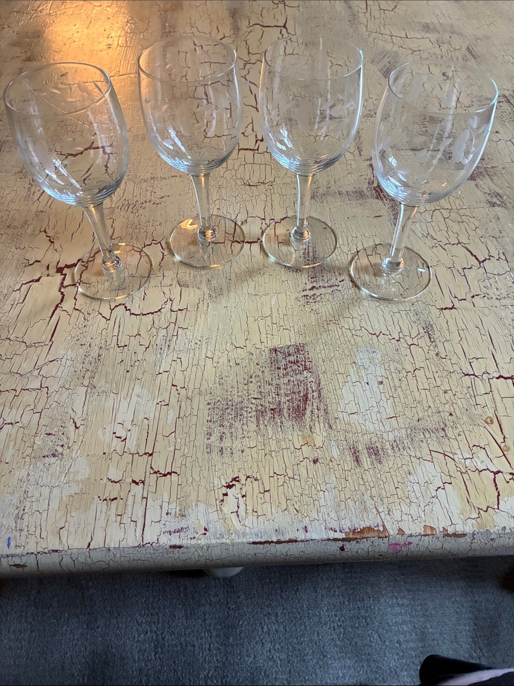 Princess House Clear Etched Wine Glasses - Set of 4